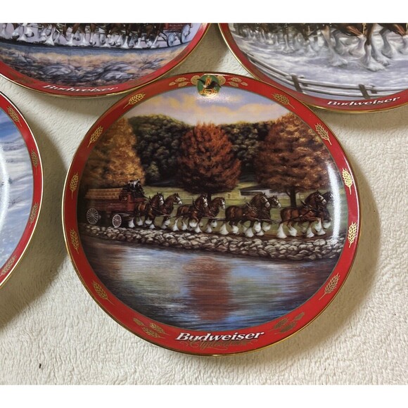 Lot of 7 Budweiser Clydesdales Collector Plates 1998 1999 2000 Winter Beach Farm - Picture 3 of 12